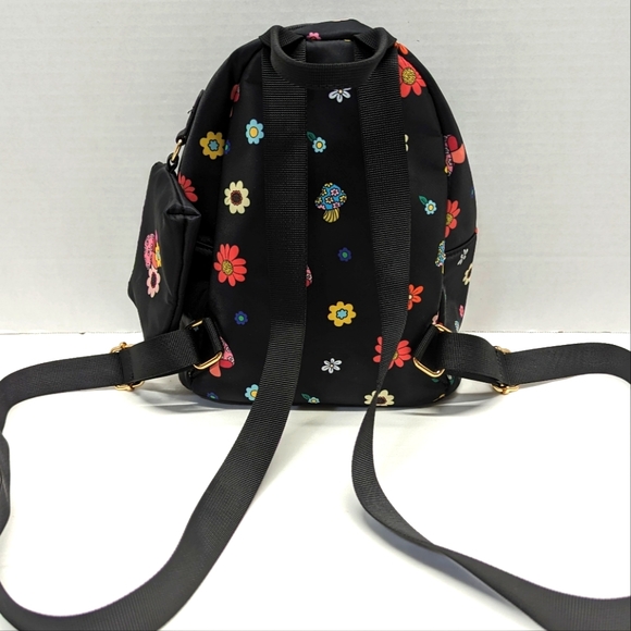 Mini Backpack - Festival/Rave Bag Black with Flowers & Mushrooms by Like Dreams - Picture 7 of 8
